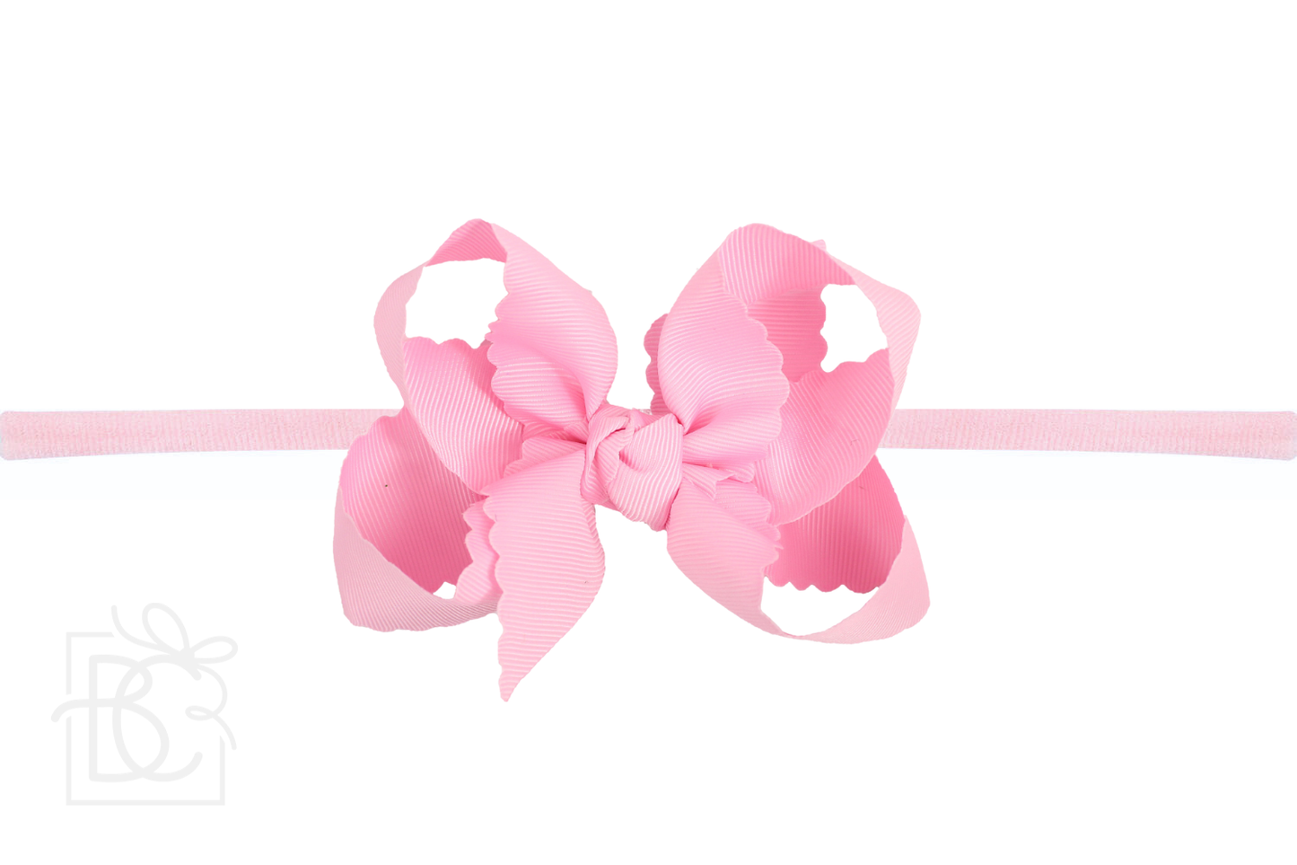 1/4" Nylon Pantyhose Headband w/ Scalloped Edge Bow