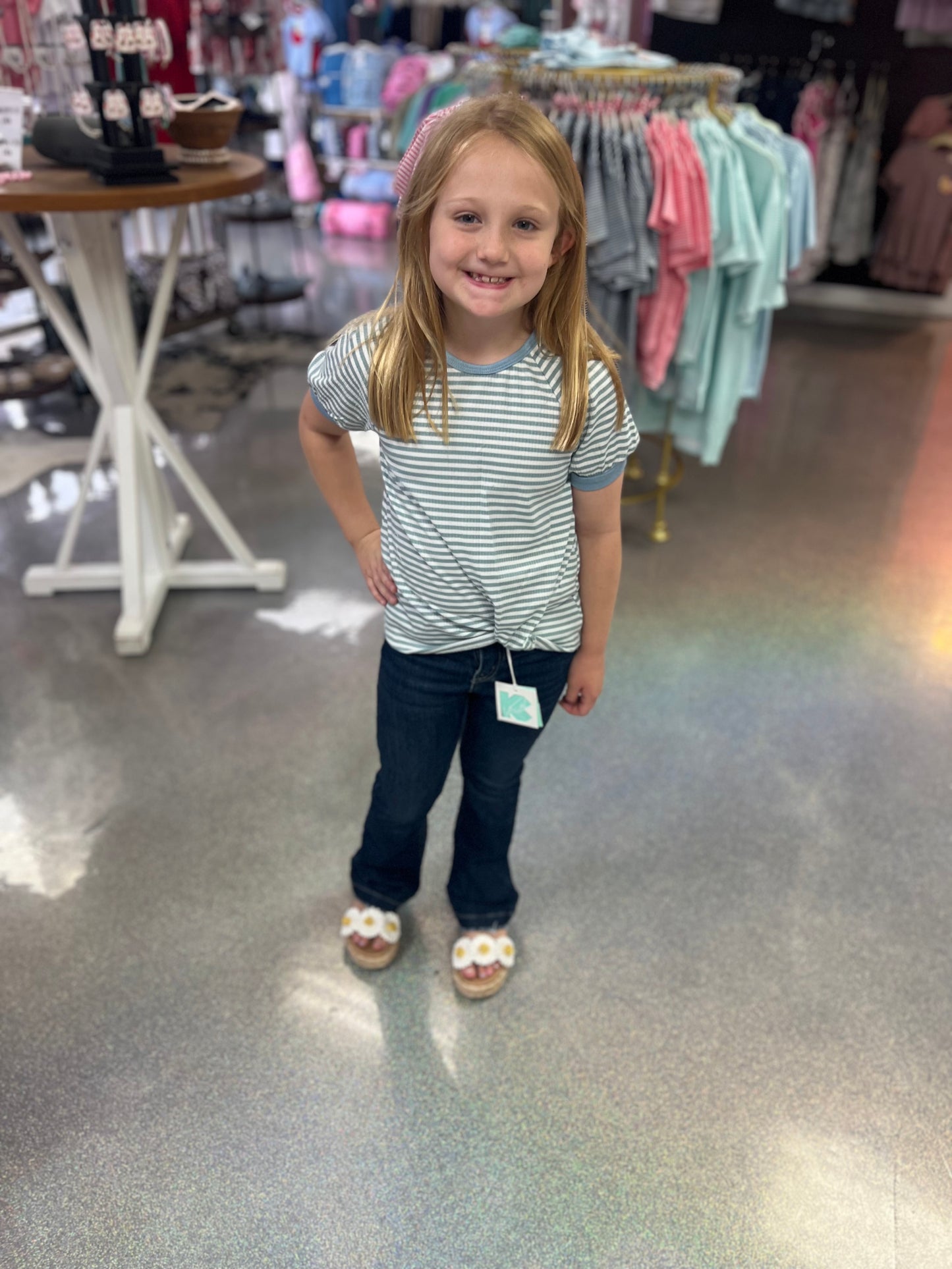 Striped tucked hem tee