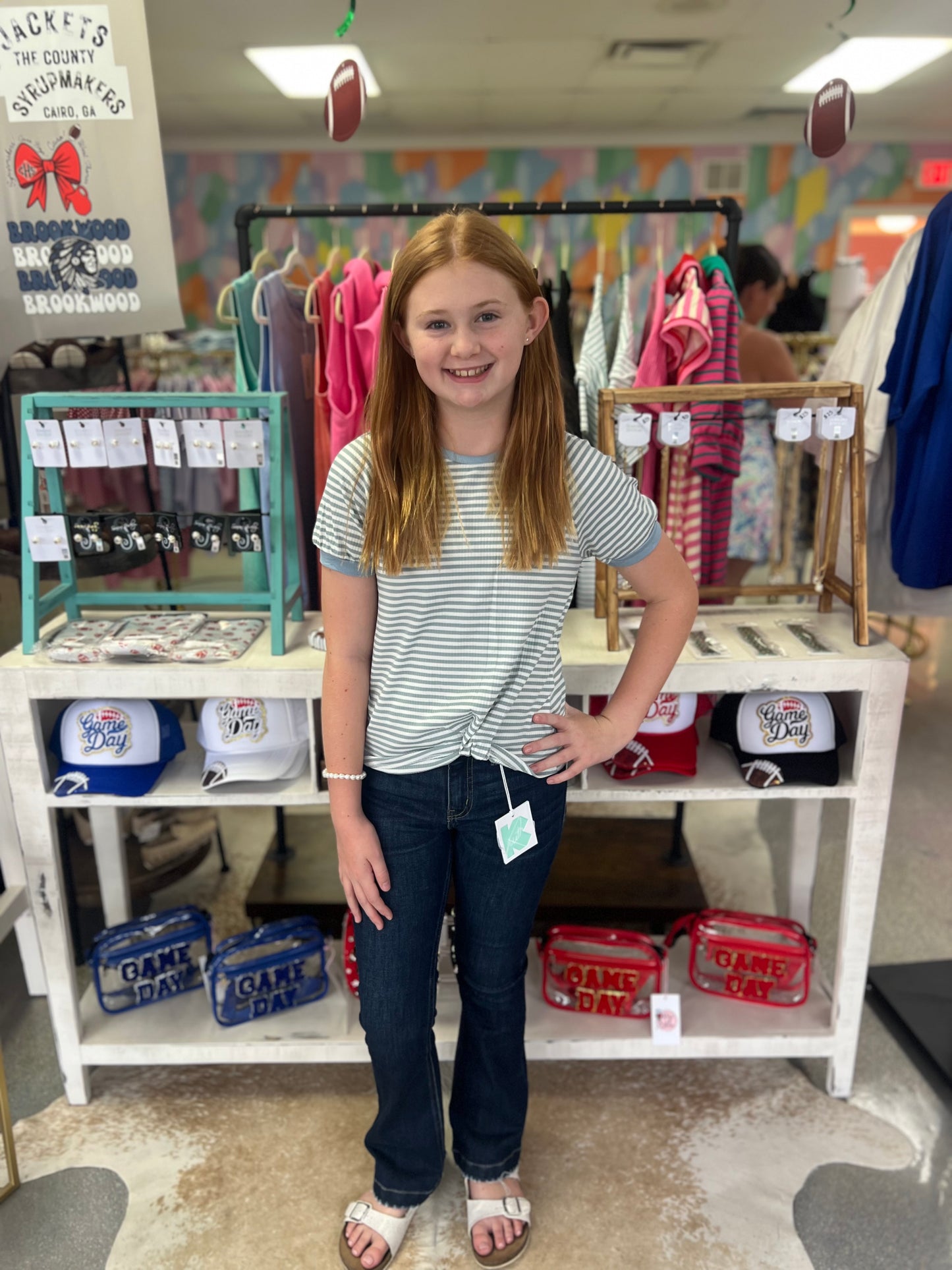 Striped tucked hem tee