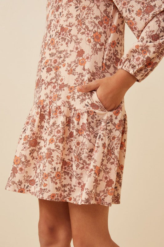 Taupe floral knit dressed