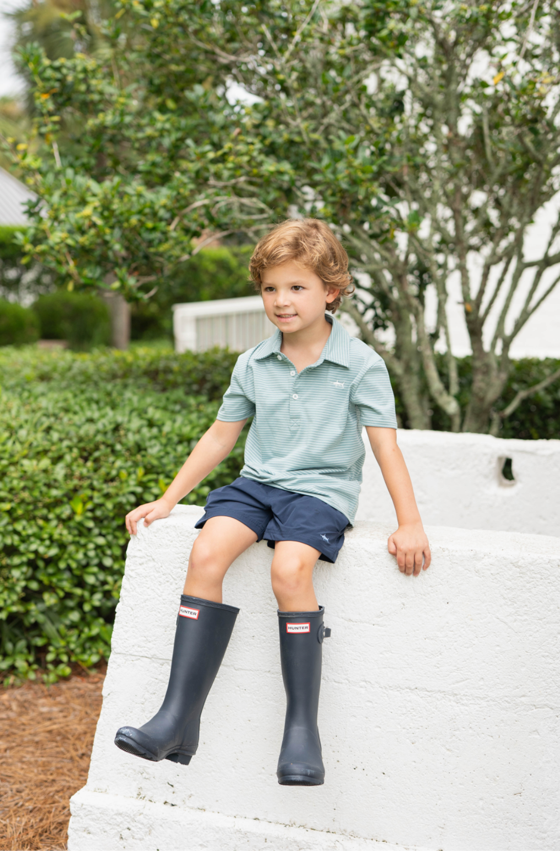 Banks Boys Performance Polo - Aqua/White Stripe