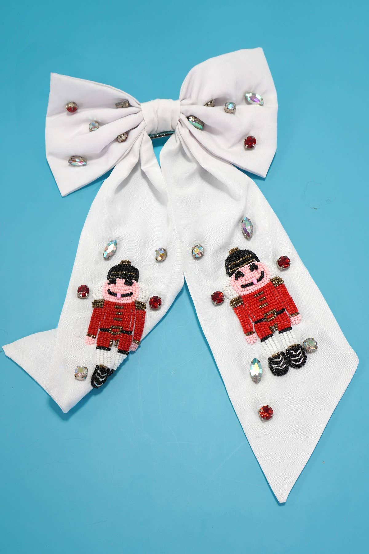 NUTCRACKER SEED BEAD HAIR BOW CLIP | 91HC4529