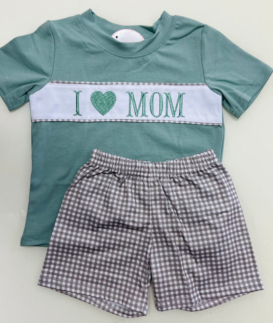 I love Mom short set