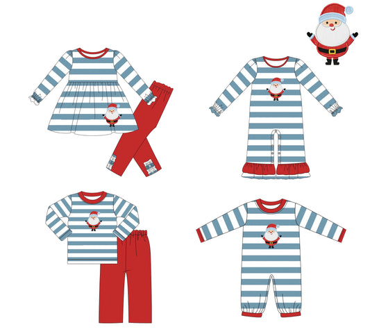 Blue Striped Santa Appliqué Collection - ETA early December