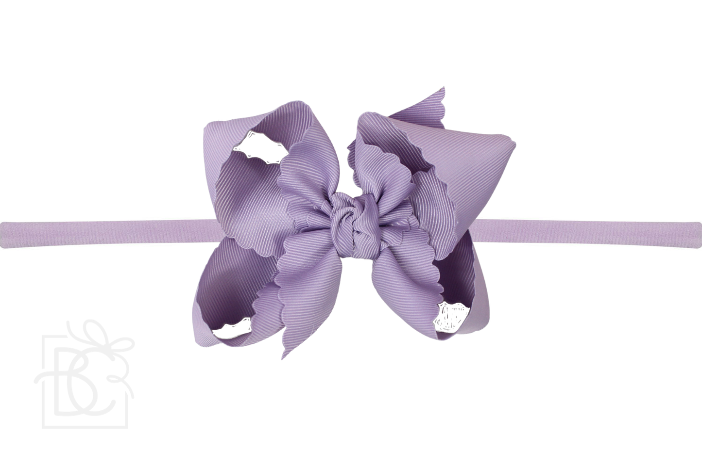 1/4" Nylon Pantyhose Headband w/ Scalloped Edge Bow