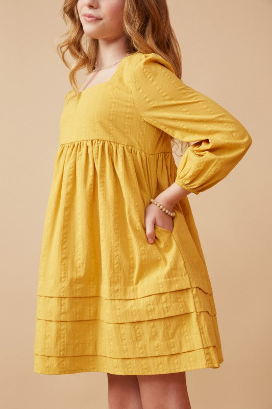 Mustard square neck dress