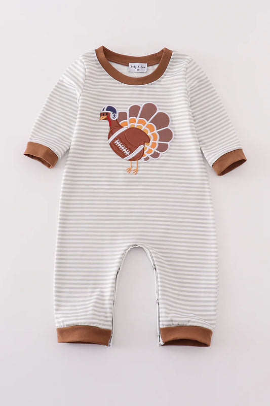 Rust stripe turkey applique romper