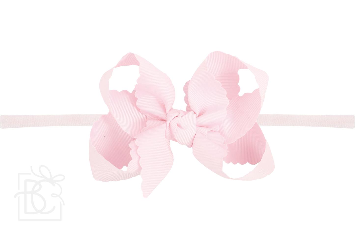 1/4" Nylon Pantyhose Headband w/ Scalloped Edge Bow