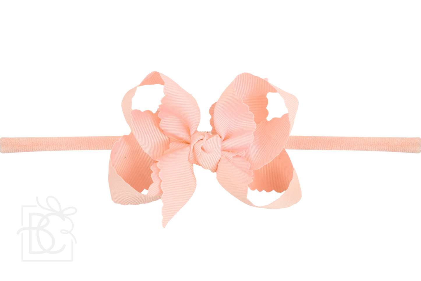 1/4" Nylon Pantyhose Headband w/ Scalloped Edge Bow