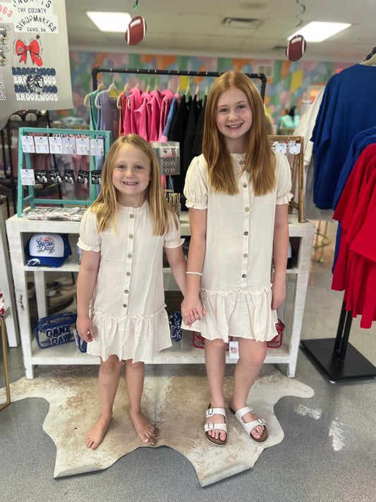 Ruffle button down pocket dress