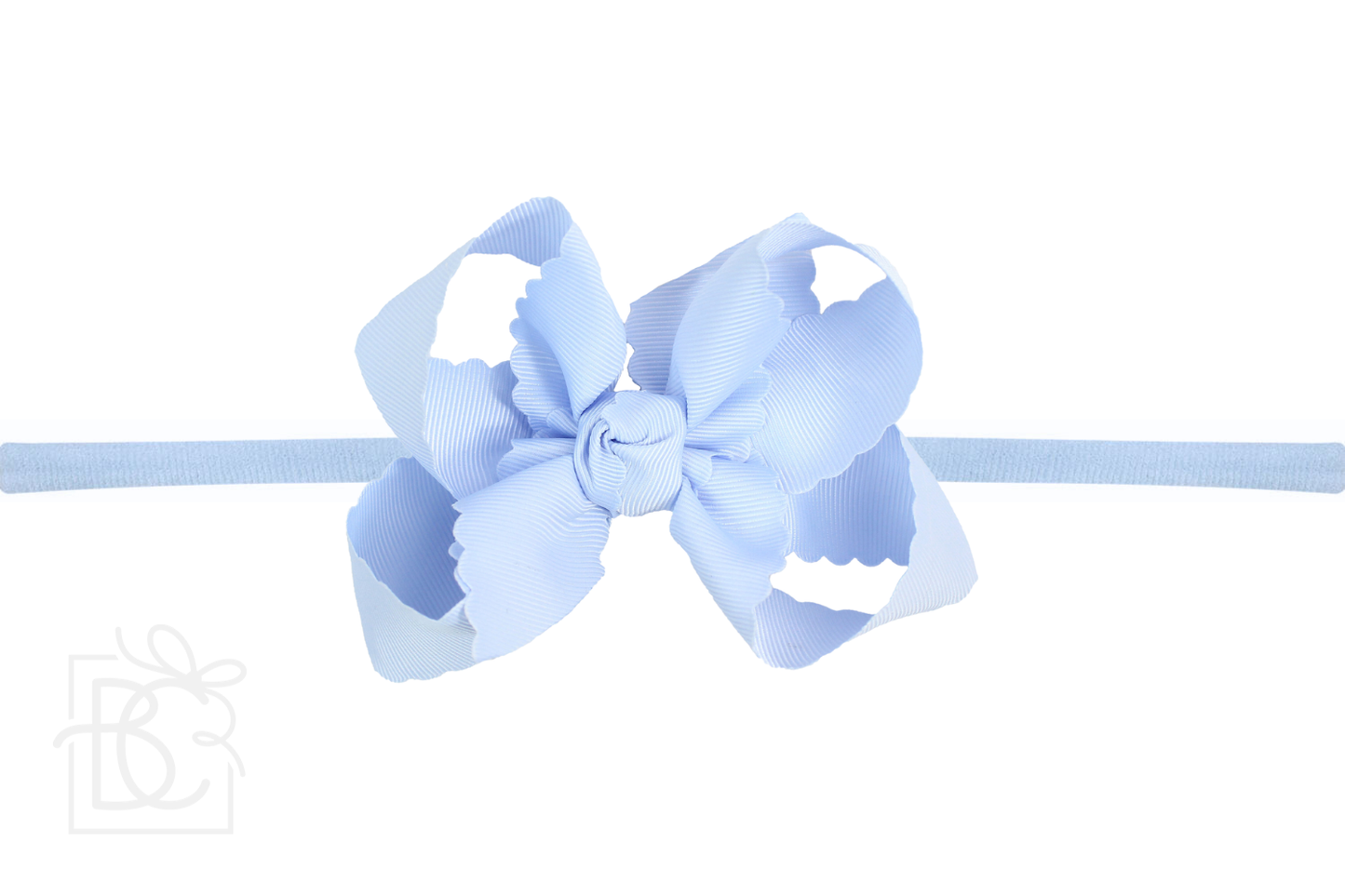 1/4" Nylon Pantyhose Headband w/ Scalloped Edge Bow