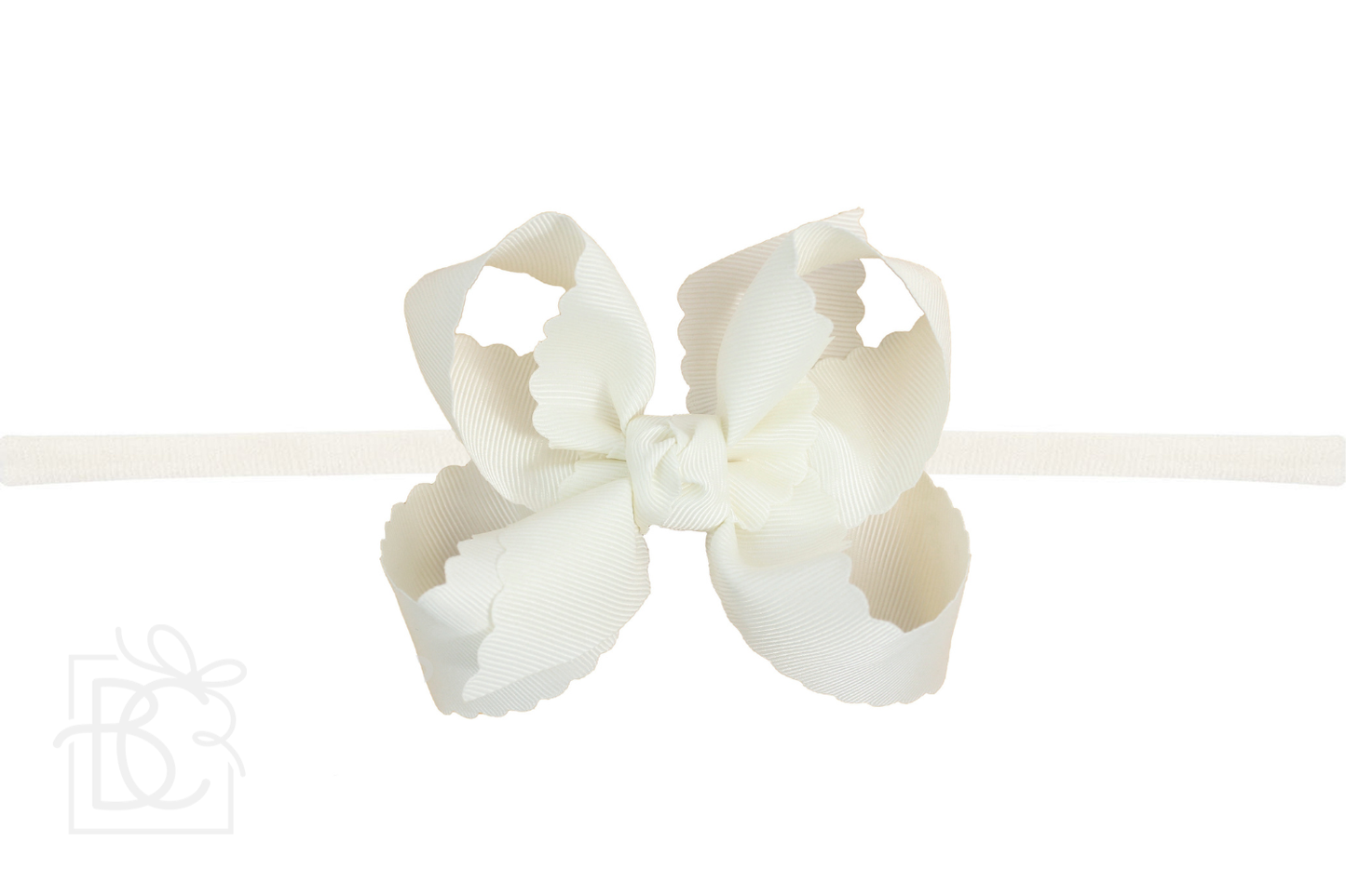 1/4" Nylon Pantyhose Headband w/ Scalloped Edge Bow