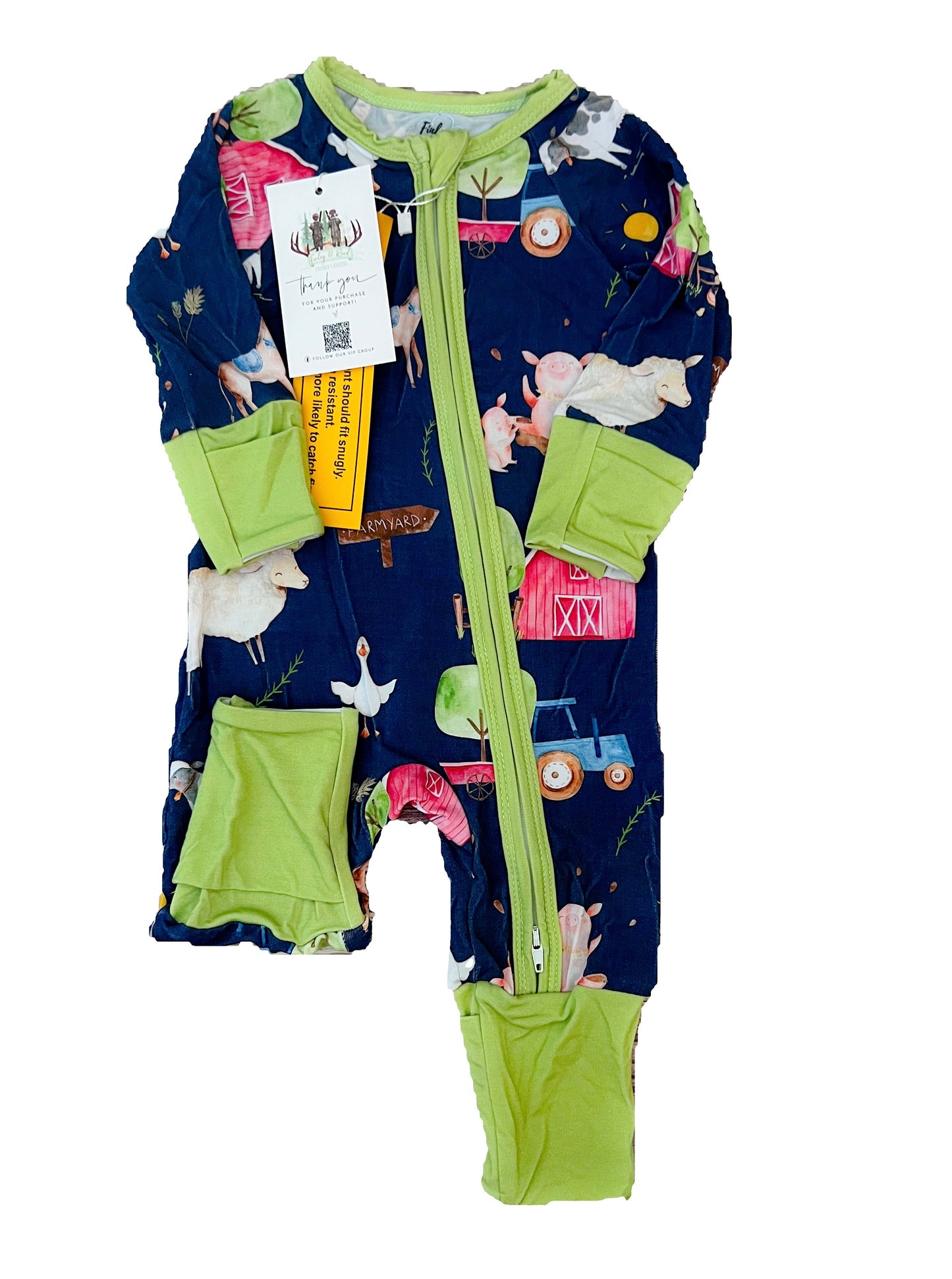 life on the farm bamboo zipper jammie