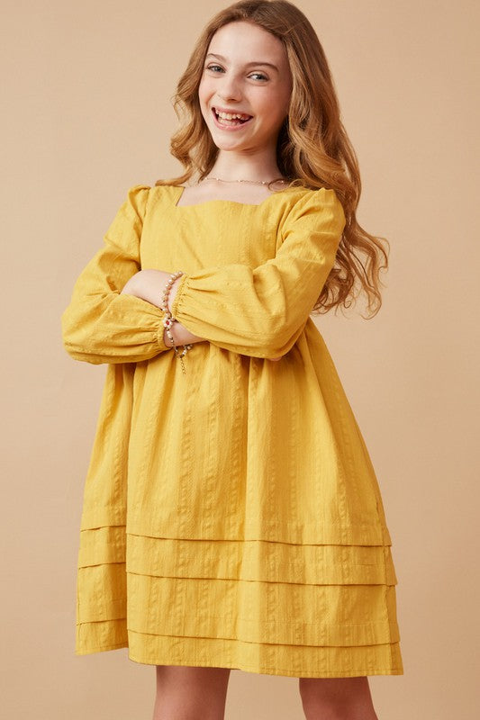 Mustard square neck dress