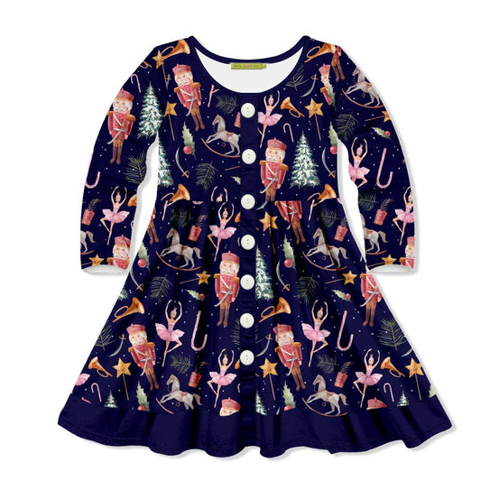 Girls Navy Nutcracker Dance A-Line Dress