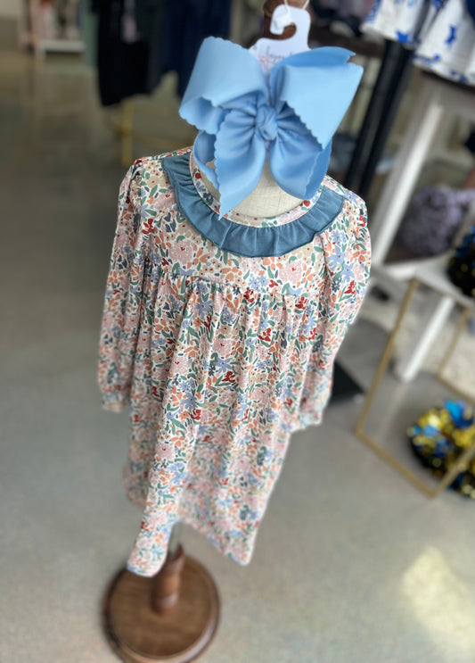 blue fall floral dress