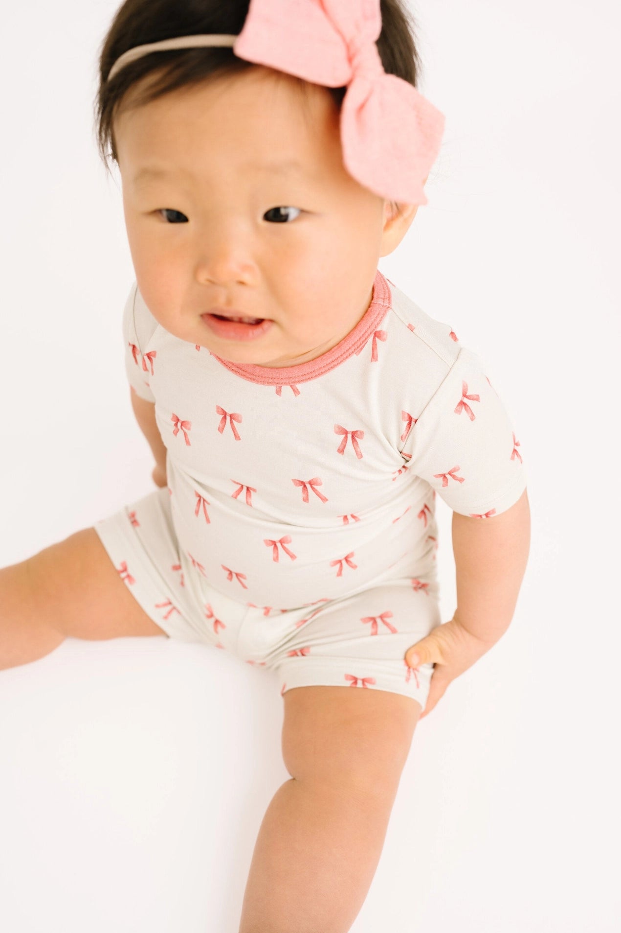 Pink bow bamboo pajamas