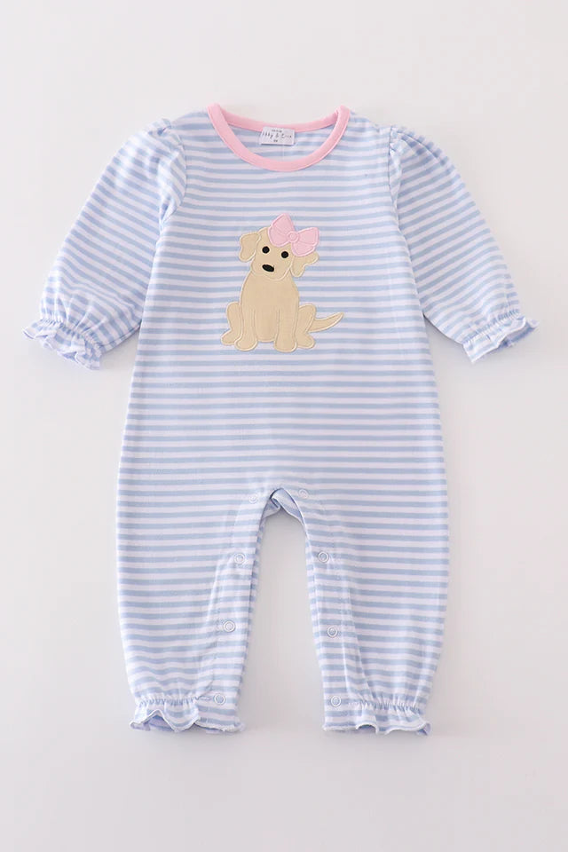 puppy applique girl romper