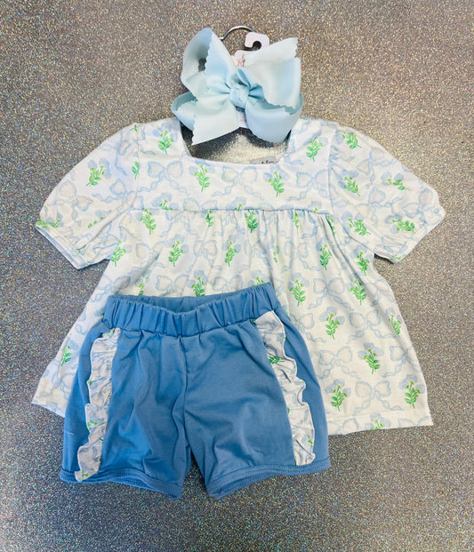 Green leaves bow short set