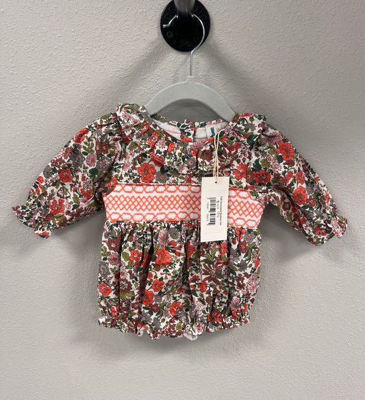 Fall floral smocked bubble