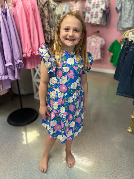 sweet blue and pink floral dress