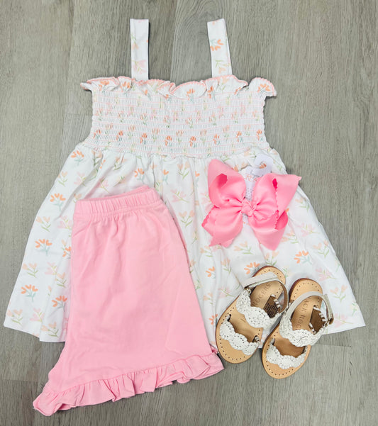 Pink smocked tank set