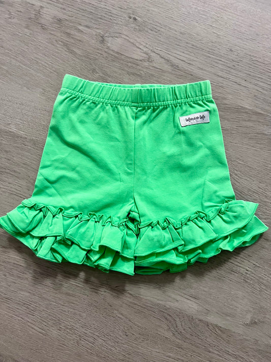 Green ruffle shorts