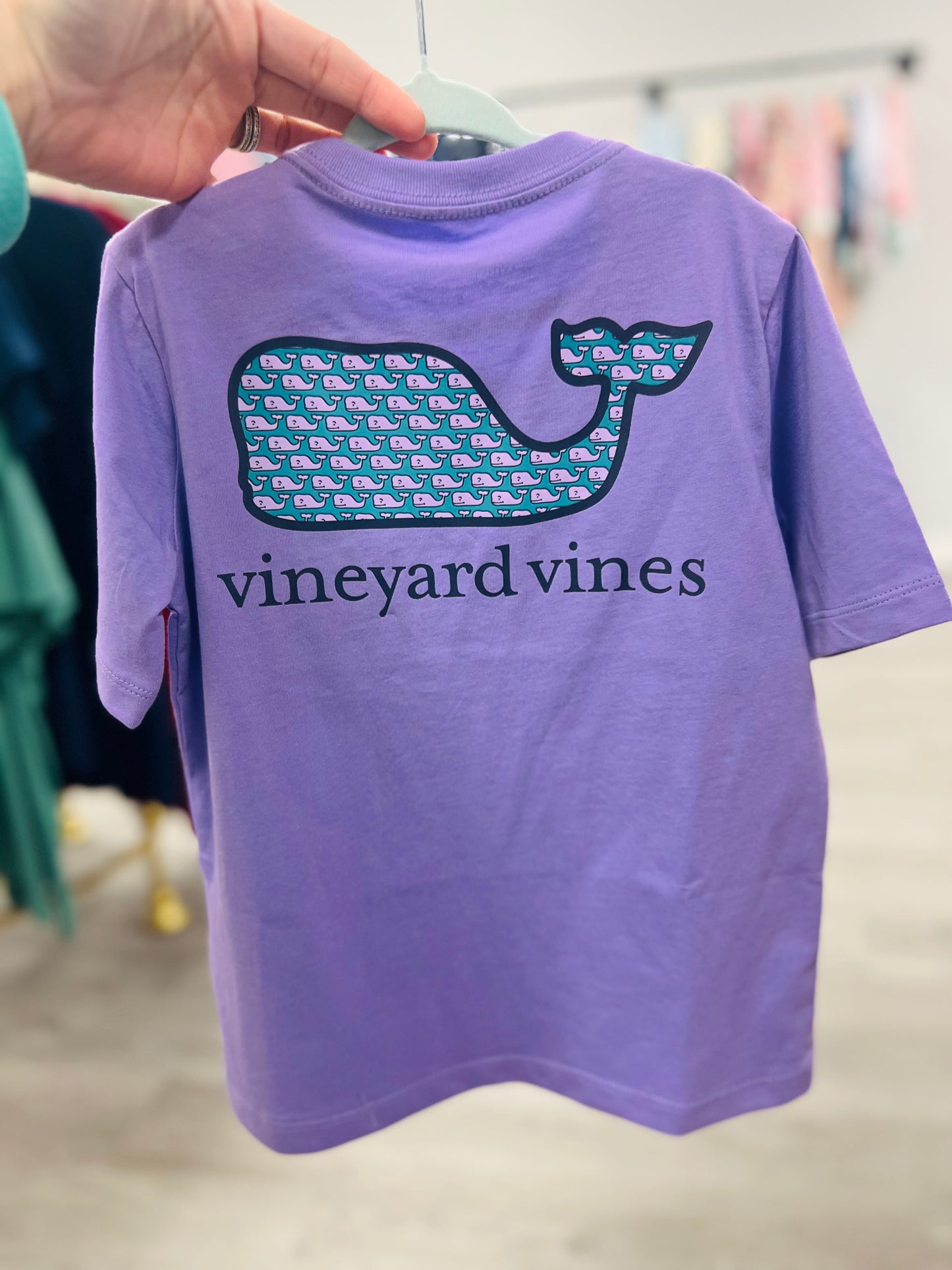 SS Whale filled purple pocket Tee