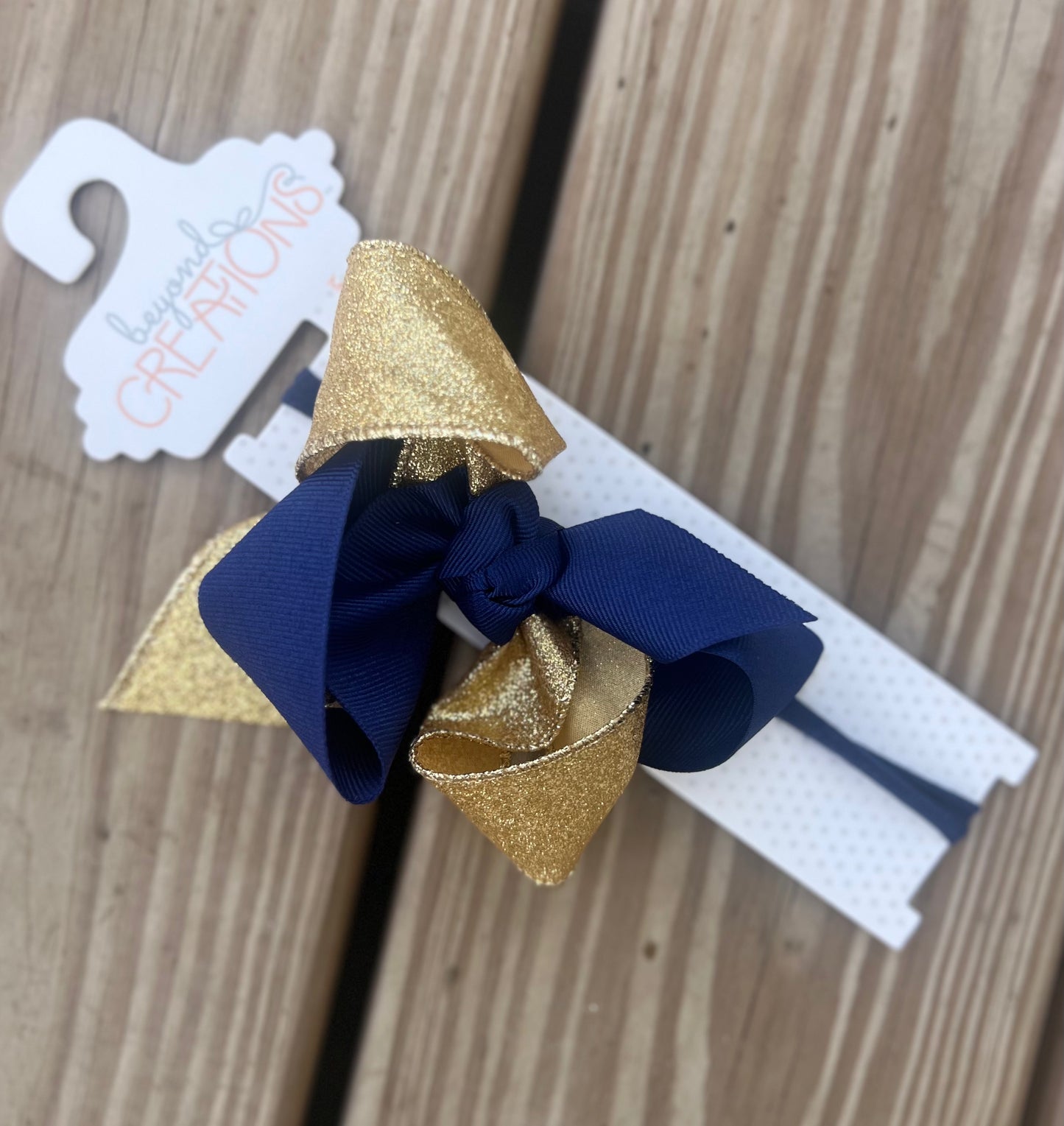 Navy & Gold 4.5” nylon headband