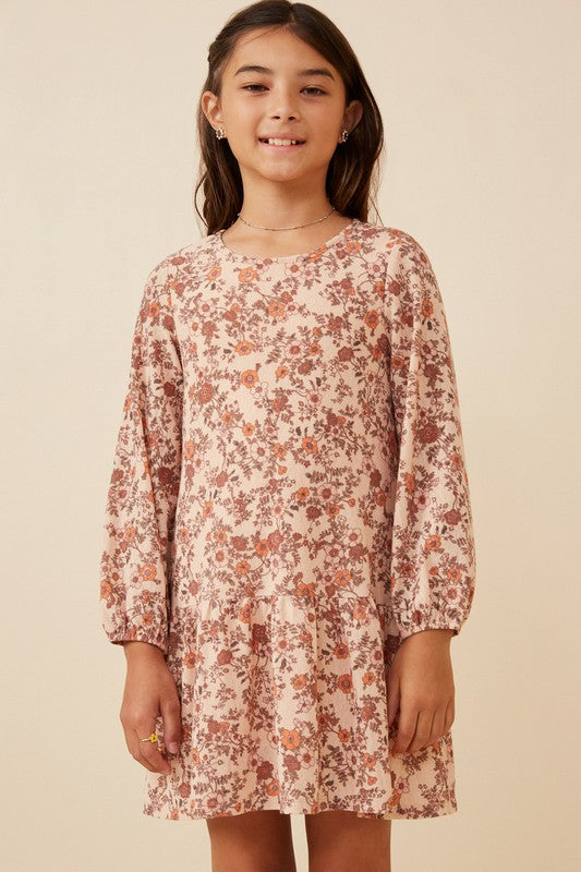 Taupe floral knit dressed
