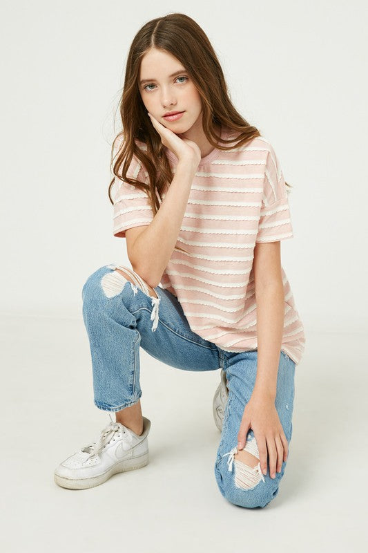 Basic pink striped tee
