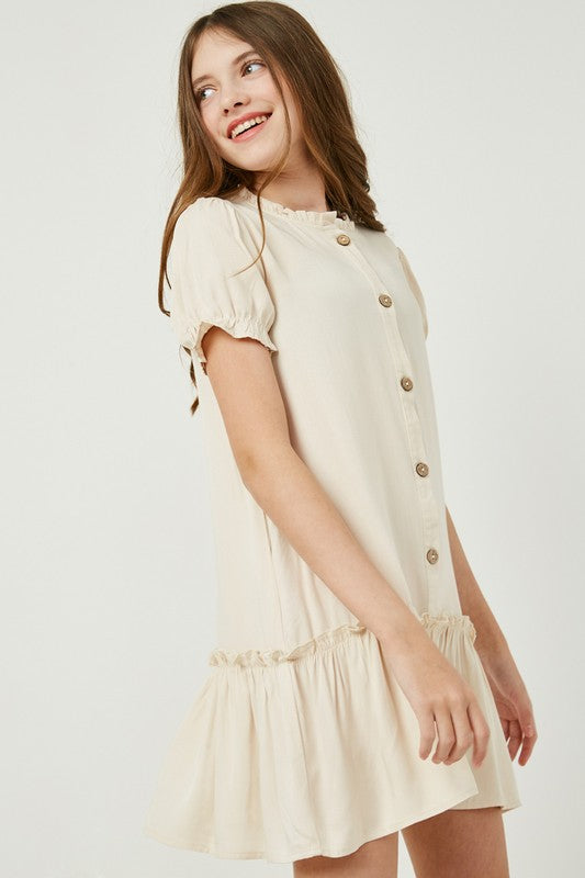 Ruffle button down pocket dress