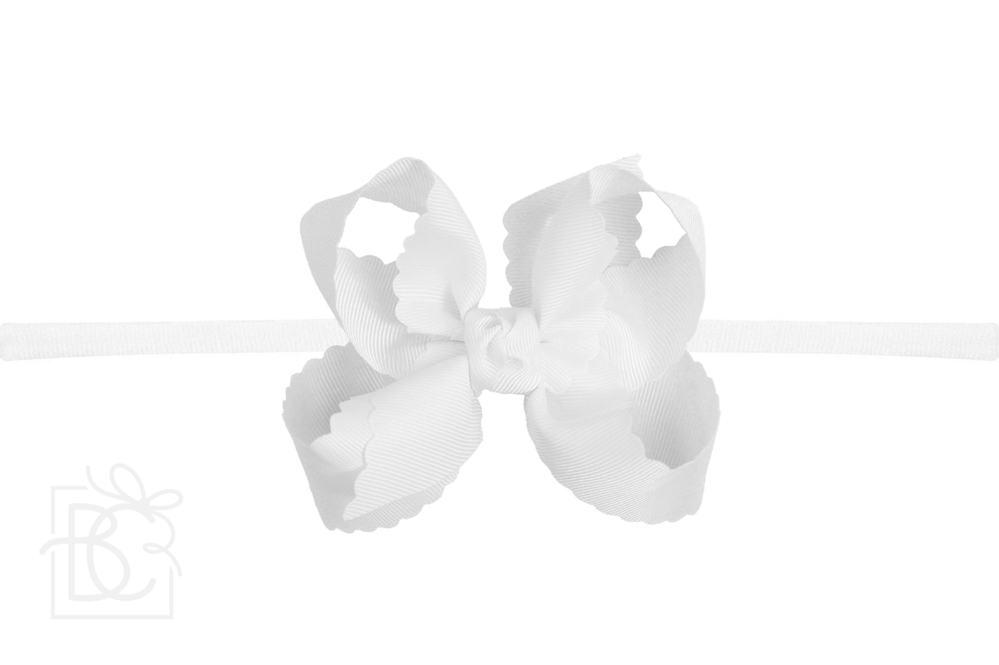 1/4" Nylon Pantyhose Headband w/ Scalloped Edge Bow