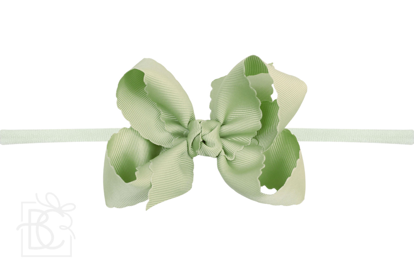 1/4" Nylon Pantyhose Headband w/ Scalloped Edge Bow