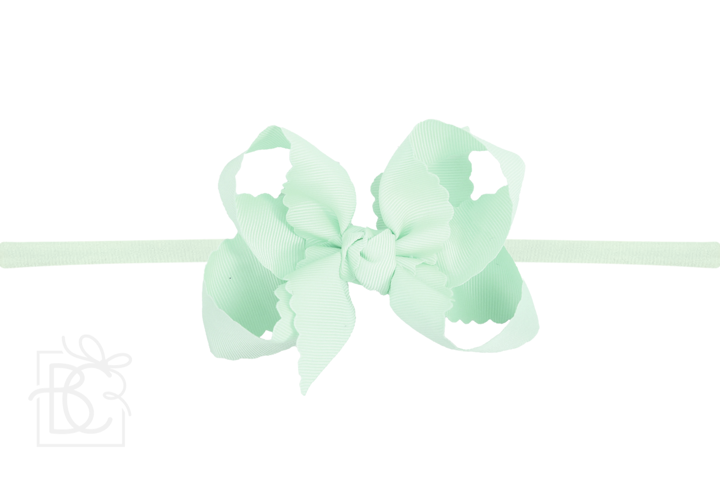 1/4" Nylon Pantyhose Headband w/ Scalloped Edge Bow