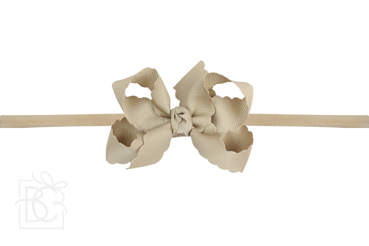1/4" Nylon Pantyhose Headband w/ Scalloped Edge Bow
