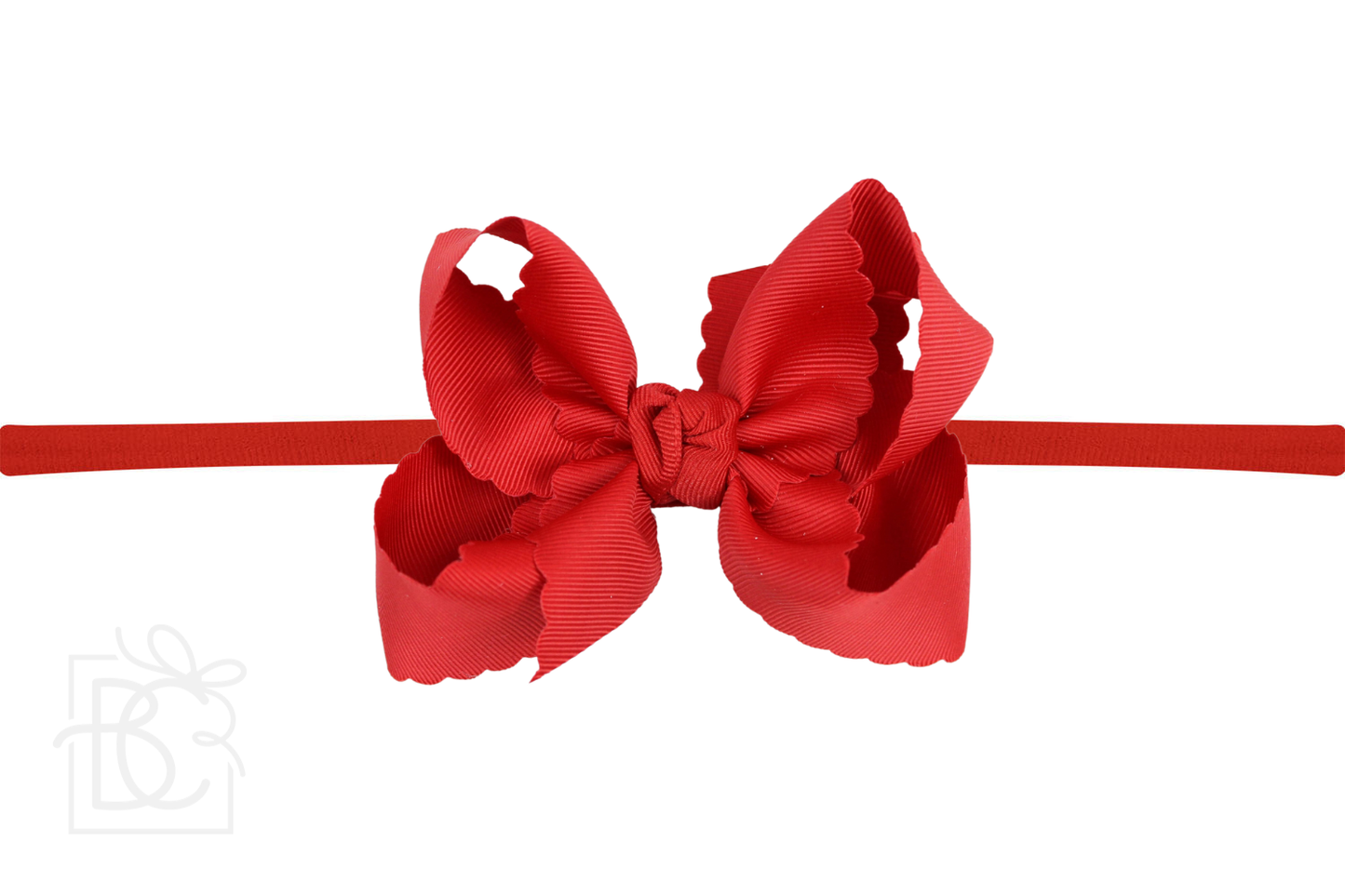 1/4" Nylon Pantyhose Headband w/ Scalloped Edge Bow