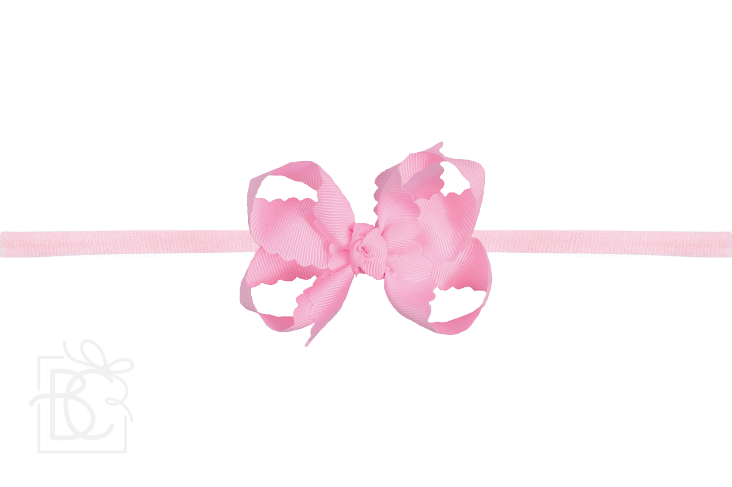 1/4" Nylon Pantyhose Headband w/ Scalloped Edge Bow