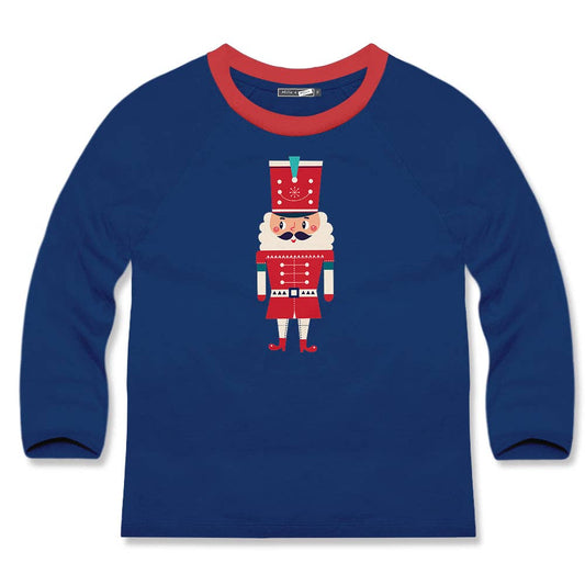 Boys Navy Nutcracker Long-Sleeve Crewneck Top