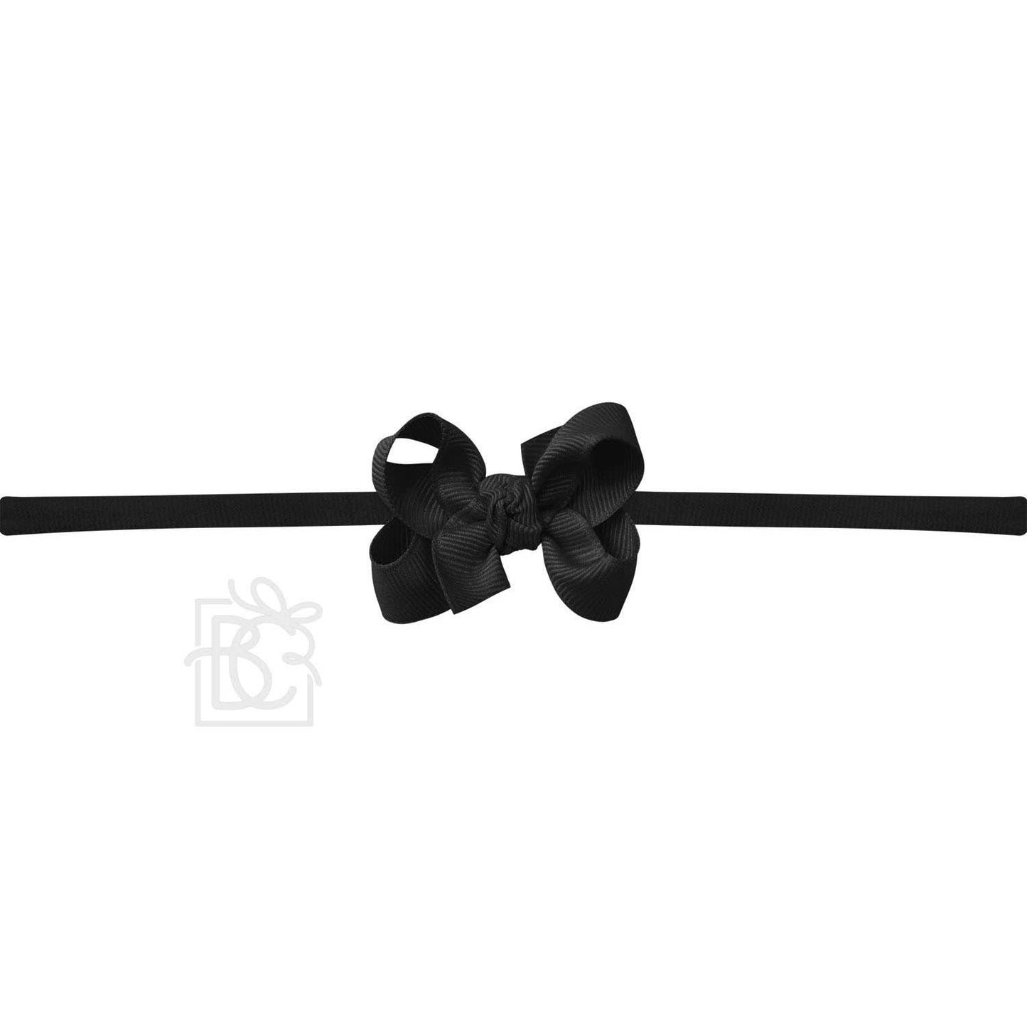 1/4" NYLON PANTYHOSE HEADBAND W/SIGNATURE GROSGRAIN BOW