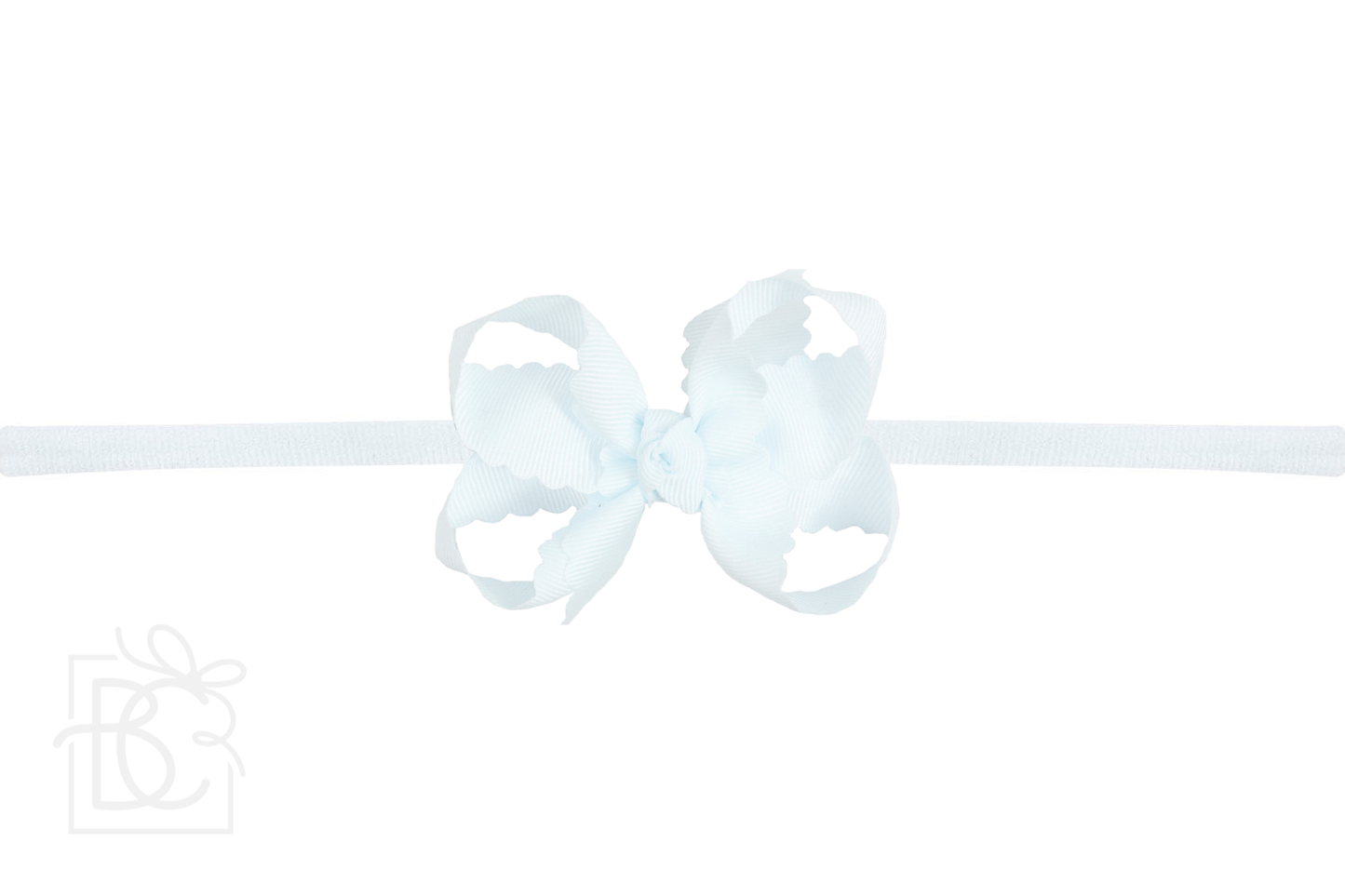 1/4" Nylon Pantyhose Headband w/ Scalloped Edge Bow