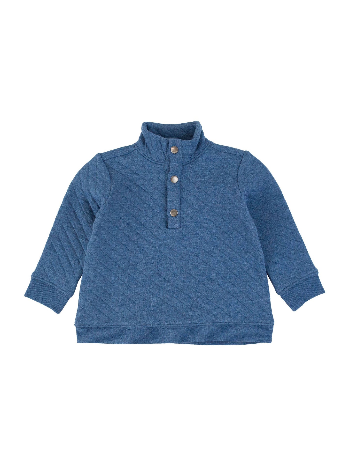 Boys Heather Indigo Quilted Quarter Snap Sweatshirt