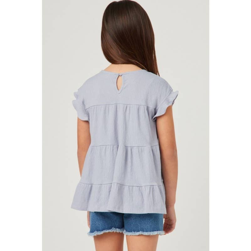 Girls Crinkle Texture Knit Tiered Top