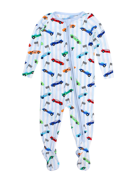 Baby Boys Let's Roll Bamboo Viscose Footed One Piece Pajama