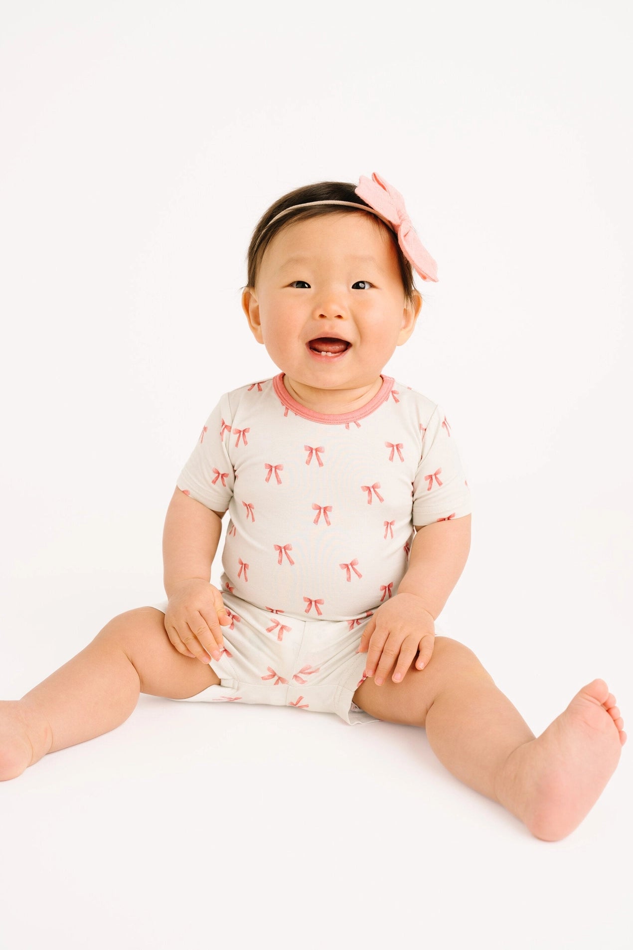 Pink bow bamboo pajamas