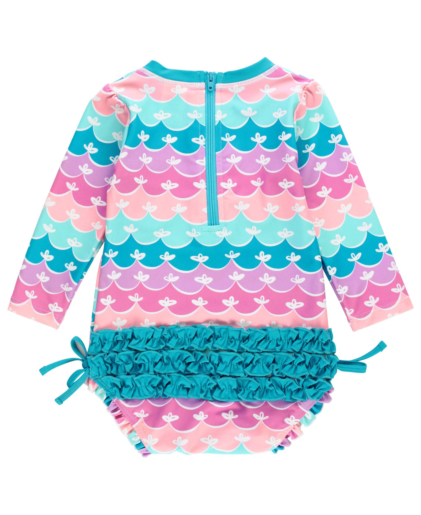 Baby Girls Mermaid Long Sleeve One Piece Rash Guard