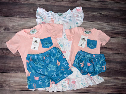 Life in the sea diaper cover set